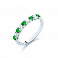 Silver CZ & Emerald Half Eternity Ring