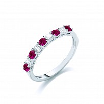 Silver CZ & Ruby Half Eternity Ring