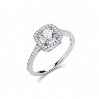 Silver CZ Square Cluster 2ct Ring