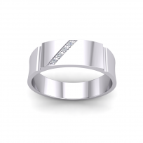 Silver PT Plate Gents Rectangle CZ Signet Ring