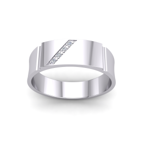 Silver PT Plate Gents Rectangle CZ Signet Ring