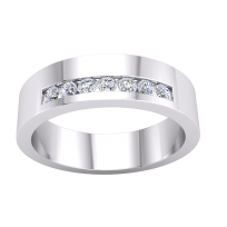 Silver PT Plate 7 Stone Half Eternity Ring