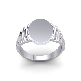 Silver PT Plate Gents Oval Signet Watch Strap Side Ring