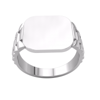 Silver PT Plate Gents Cushion Signet Watch Strap Side Ring