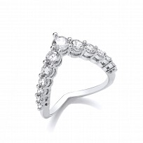 Silver CZ Wishbone Ring