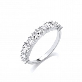 Silver CZ Baguette Half Eternity Ring