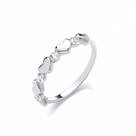 Silver CZ Fancy Heart Ring