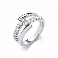 Silver CZ Fancy Crossover Ring