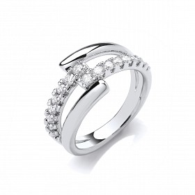 Silver CZ Fancy Crossover Ring