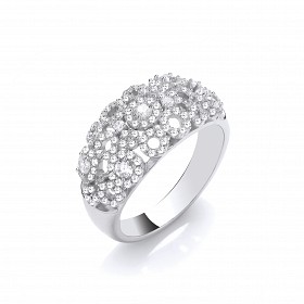 Silver CZ Cutout Dome Ring