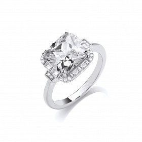 Silver CZ Cushion Cut Ring