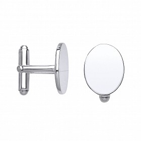 925 Sterling Silver Plain Oval Cufflinks