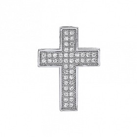 925 Sterling Silver CZ Pave Set Cross