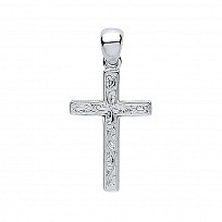 925 Sterling Silver Flat Engraved Cross Pendant