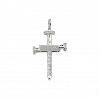 925 Sterling Silver CZ Pave Set Fancy Cross Pendant
