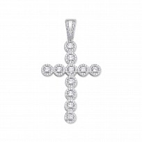 925 Sterling Silver CZ Fancy Cross Pendant