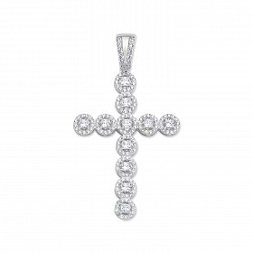 925 Sterling Silver CZ Fancy Cross Pendant