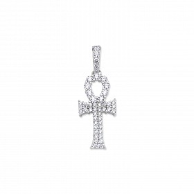 925 Sterling Silver CZ Pave Set Cross Pendant