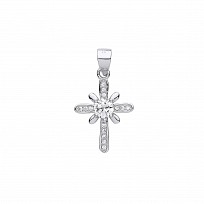 925 Sterling Silver CZ Fancy Cross Pendant