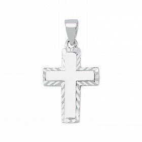 925 Sterling Silver Fancy Diamond Cut Cross Pendant