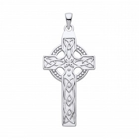 925 Sterling Silver Celtic Trinity Knot Cross Pendant