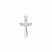 Silver CZ Heart Cross Pendant