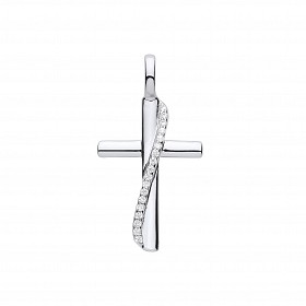 Silver CZ Fancy Cross Pendant