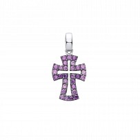 Silver Amethyst Fancy Cross Pendant