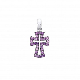 Silver Amethyst Fancy Cross Pendant