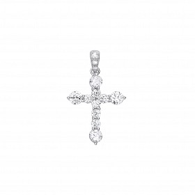 Silver CZ Fancy Cross Pendant