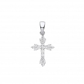 Silver CZ Fancy Cross Pendant