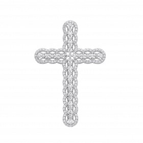 Silver CZ Fancy Cross Pendant