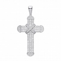 Silver CZ Fancy Cross Pendant