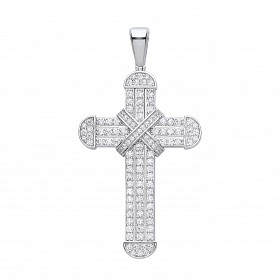 Silver CZ Fancy Cross Pendant