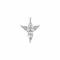 Silver CZ Angel Cross Pendant