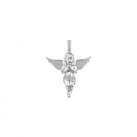 Silver CZ Angel Cross Pendant