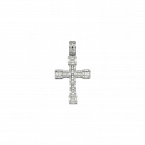 Silver CZ Fancy Baguette Cross Pendant