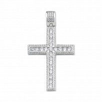 Silver CZ Fancy Cross Pendant