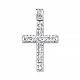 Silver CZ Fancy Cross Pendant