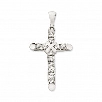 Silver CZ Fancy Cross Pendant
