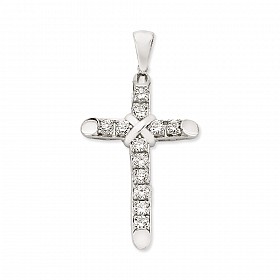 Silver CZ Fancy Cross Pendant
