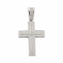 Silver CZ Fancy Cross Pendant
