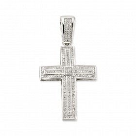 Silver CZ Fancy Cross Pendant