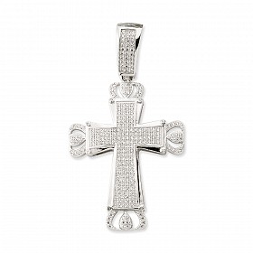 Silver CZ Fancy Cross Pendant