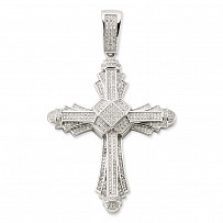 Silver CZ Pave Set Fancy Cross Pendant