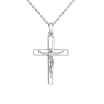 Silver PT Plate Crucifix Cross Pendant