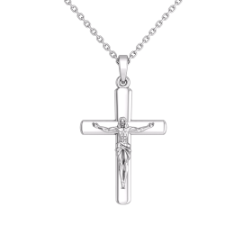 Silver PT Plate Crucifix Cross Pendant