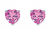 10mm Pink Heart Silver Stud Earrings