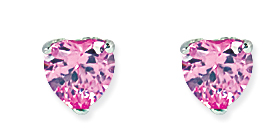 5mm Pink Heart Stud Earrings (Pack of 5)