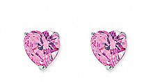 7mm Pink Heart Stud Earrings (Pack of 5)